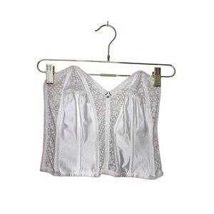 Vintage 80's Lady Marlene Bustier Lace Corset Sheer Floral White‎ Women 36D